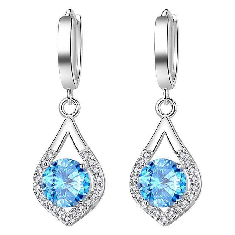Elegant Drop Earrings for Women, 925 Sterling Silver with Cubic Zircon Crystals