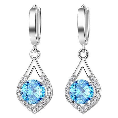 Elegant Drop Earrings for Women, 925 Sterling Silver with Cubic Zircon Crystals