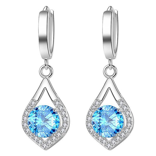 Elegant Drop Earrings for Women, 925 Sterling Silver with Cubic Zircon Crystals