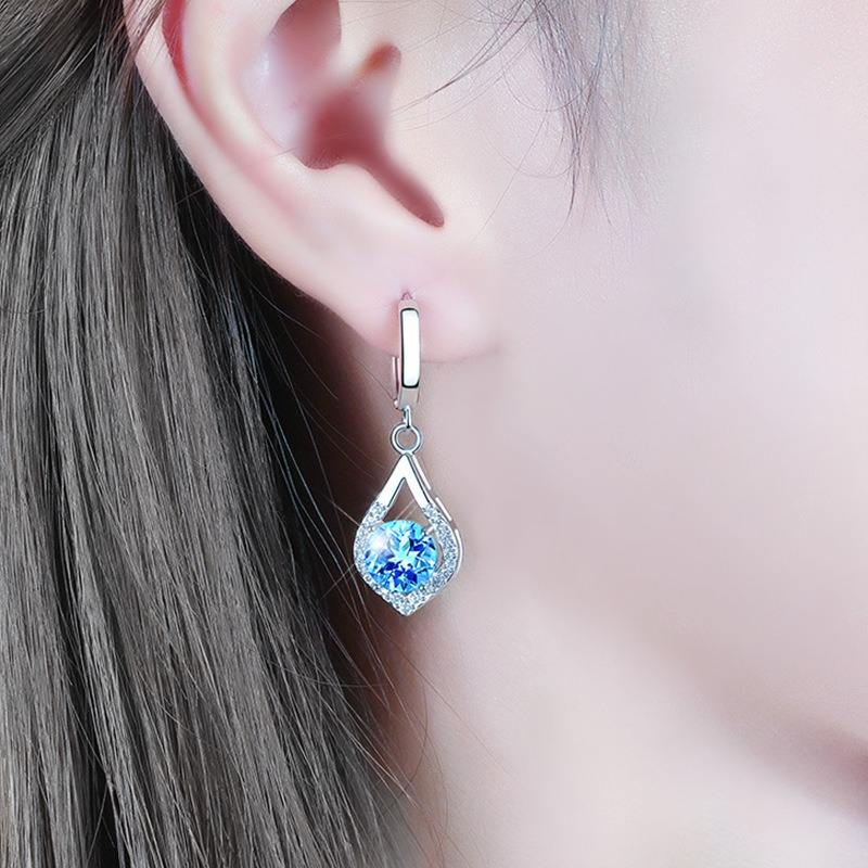 Elegant Drop Earrings for Women, 925 Sterling Silver with Cubic Zircon Crystals